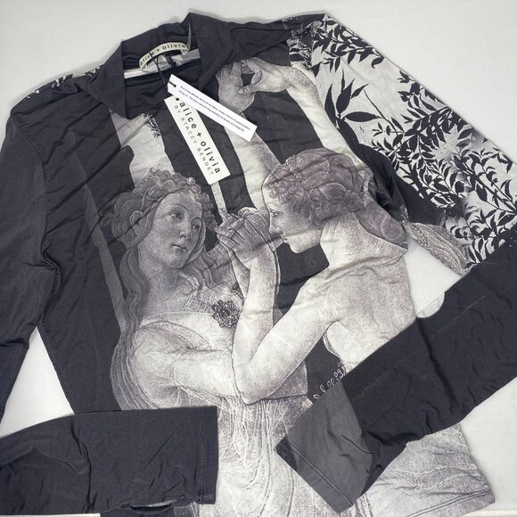 Alice + Olivia Delaina Renaissance Fresco Top Medium NWT - Picture 9 of 14